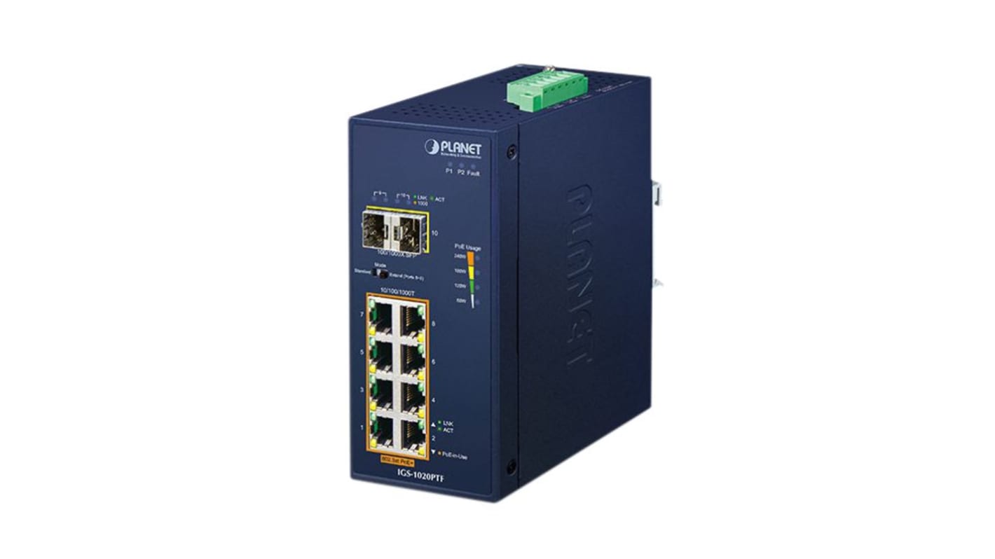 Planet IGS-1020PTF, Unmanaged 10 Port Ethernet Switch With PoE