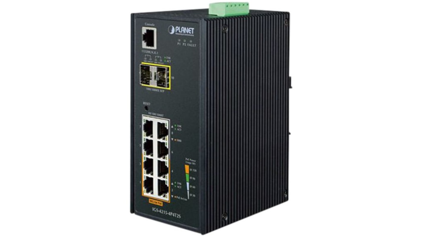 Planet-Wattohm IGS-4215-4P4T2S Industrial-Ethernet-Switch PoE 10-Port Verwaltet