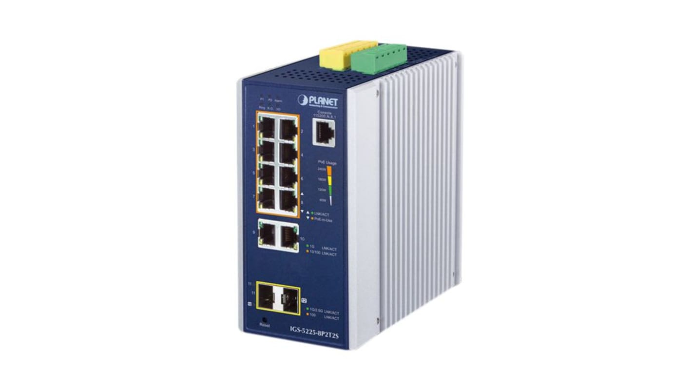 Planet IGS-5225-8P2T2S, Managed 12 Port Ethernet Smart Managed Switch With PoE
