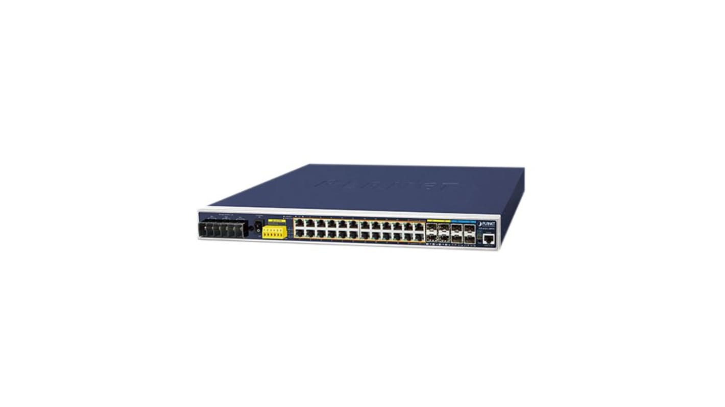 Swtich Ethernet industrial Planet-Wattohm con PoE, 28 puertos