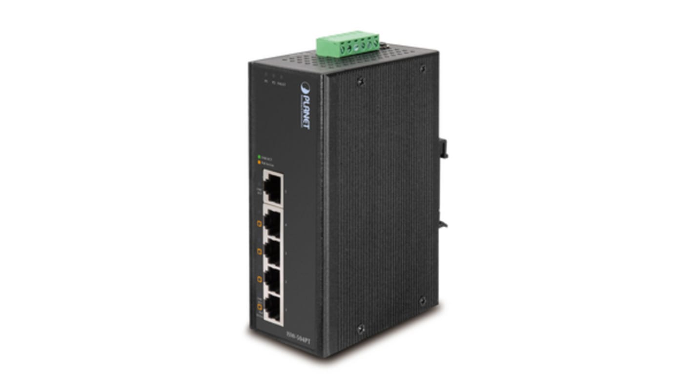 Planet ISW-504PT, Unmanaged 5 Port Industrial Ethernet Switch With PoE