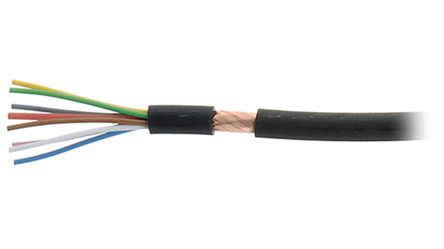 Kabeltronik Twisted Pair Cable, 0.05 mm², 7 Cores, 30 AWG, 100m, Black Sheath