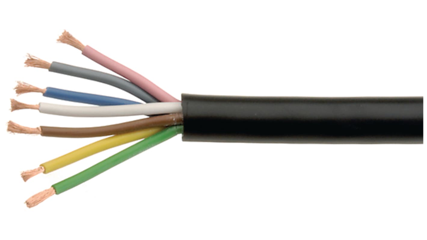 Kabeltronik Twisted Pair Cable, 0.5 mm², 7 Cores, 20 AWG, 100m, Black Sheath