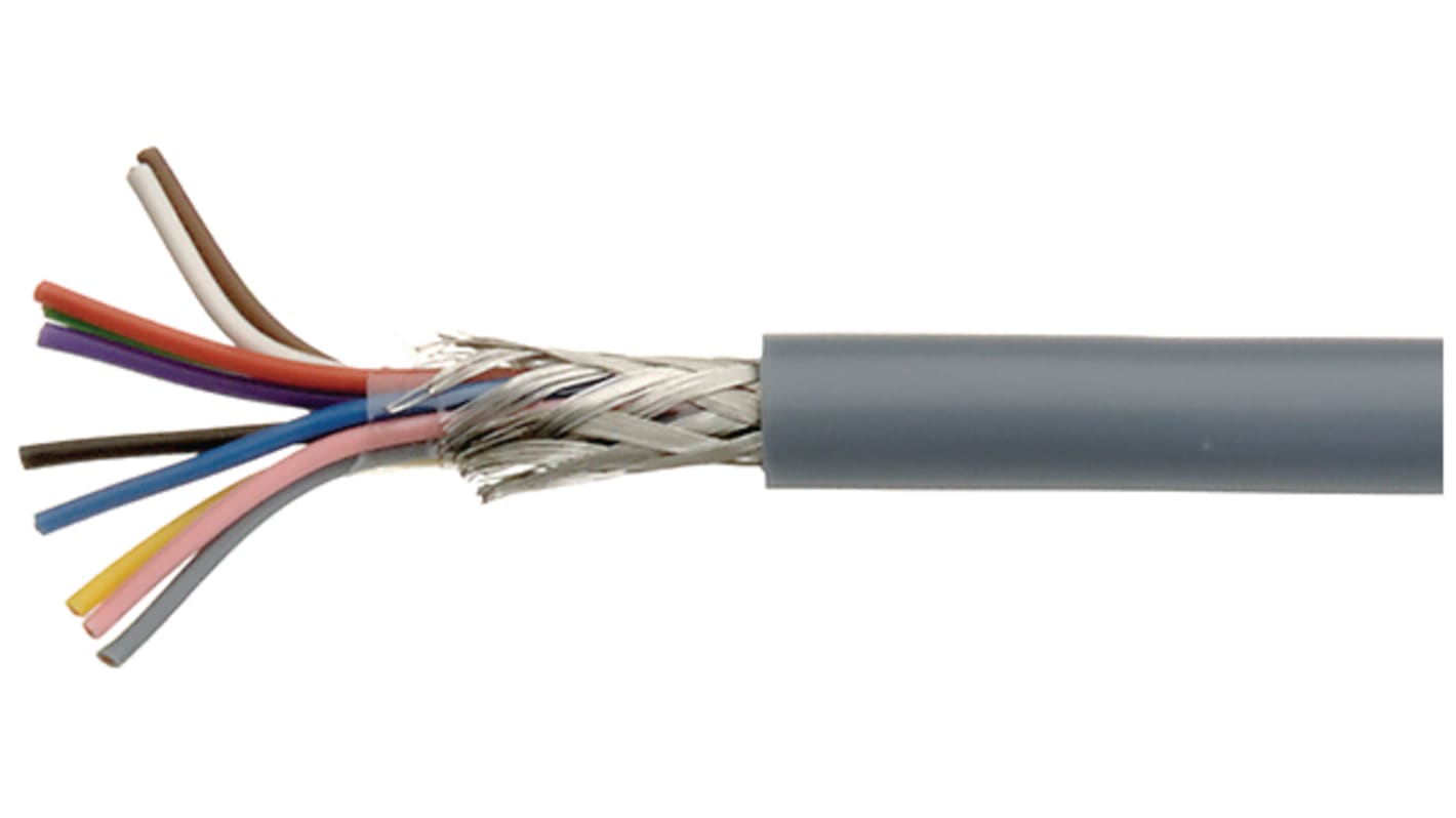 Kabeltronik Twisted Pair Cable, 0.14 mm², 10 Cores, 26 AWG, 100m, Grey Sheath