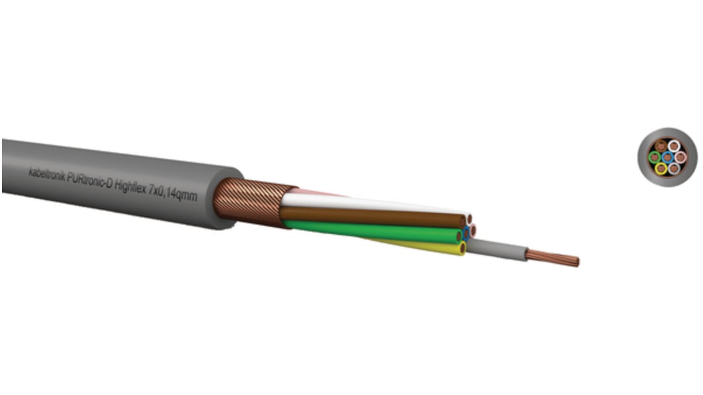 Kabeltronik Twisted Pair Cable, 5 Cores, 0.14 mm², 26 AWG, 100m, Multicore Cable