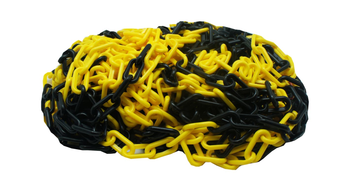 Catena di delimitazione RS PRO in polipropilene, col. Nero/Giallo, Lungh. 25m