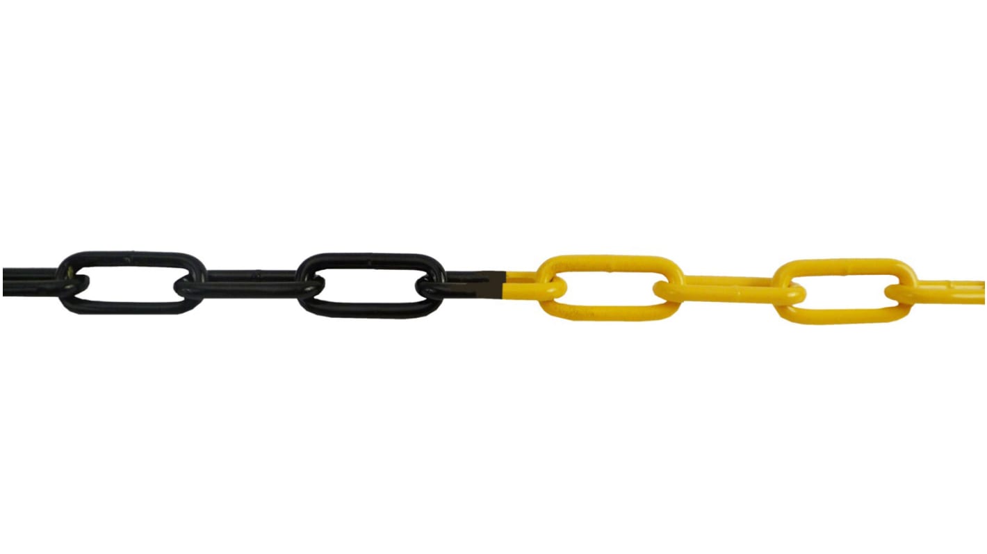RS PRO Absperrkette Stahl Schwarz, Gelb Absperrkette