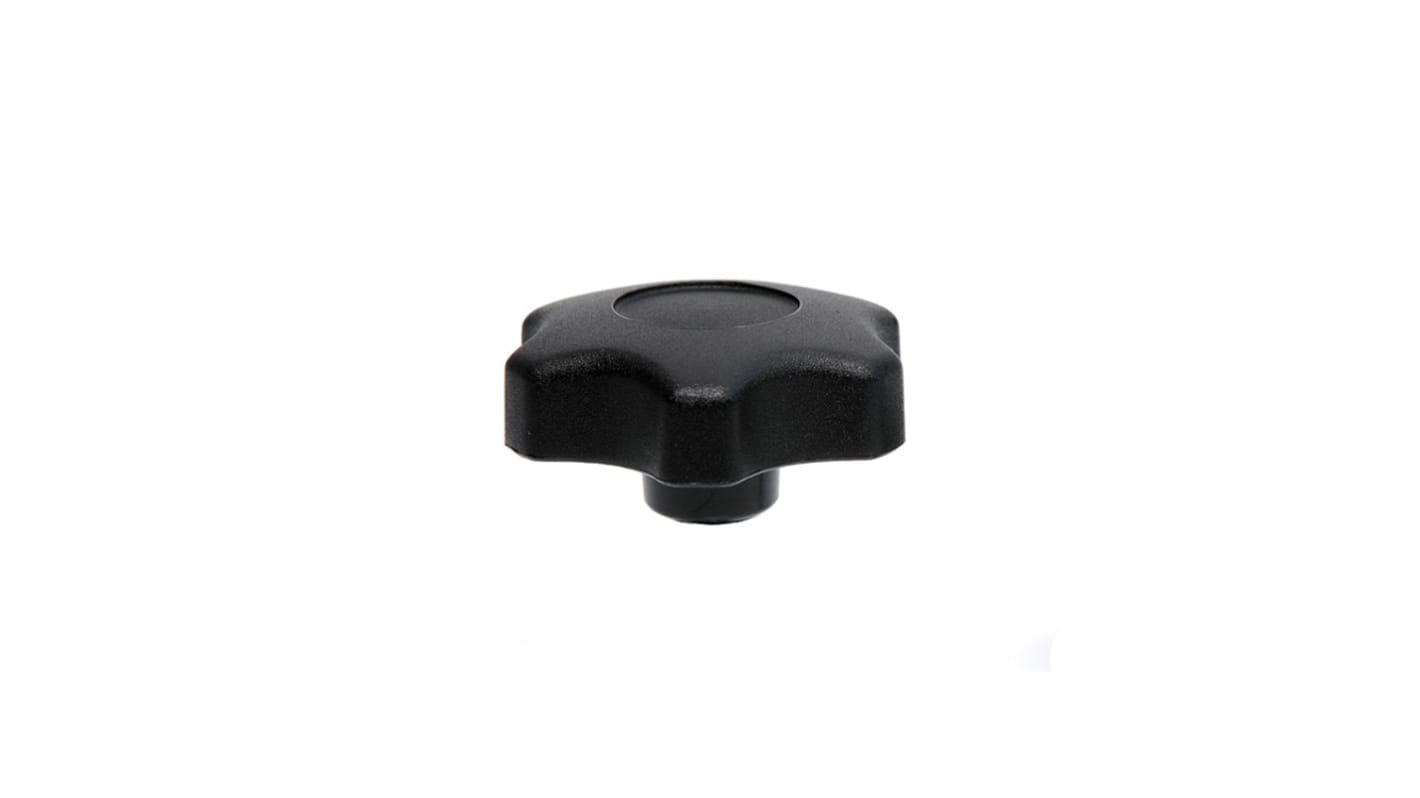 RS PRO Black Thermoplastic Multiple Lobes Clamping Knob, M6, Threaded Mount