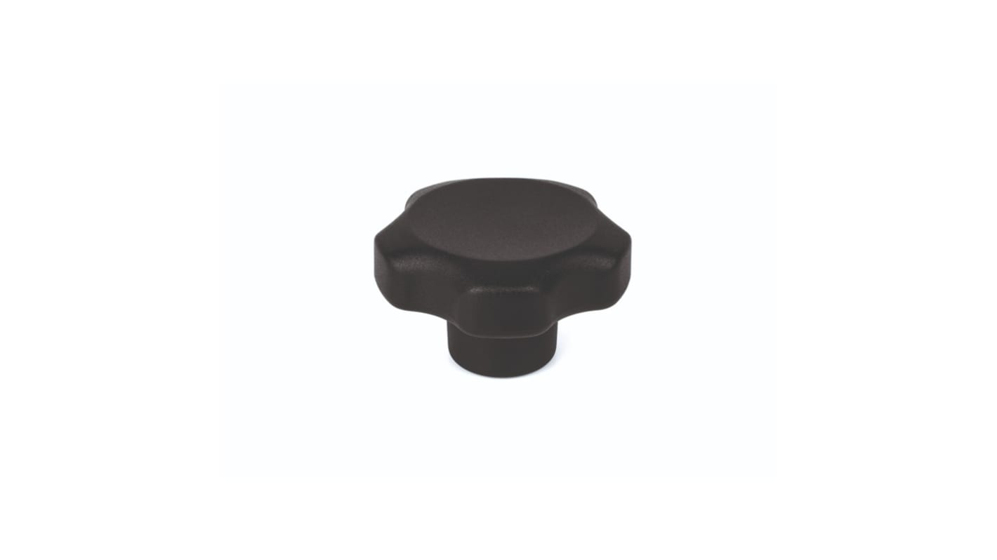 RS PRO Black Thermoplastic Multiple Lobes Clamping Knob, M5, Female Insert