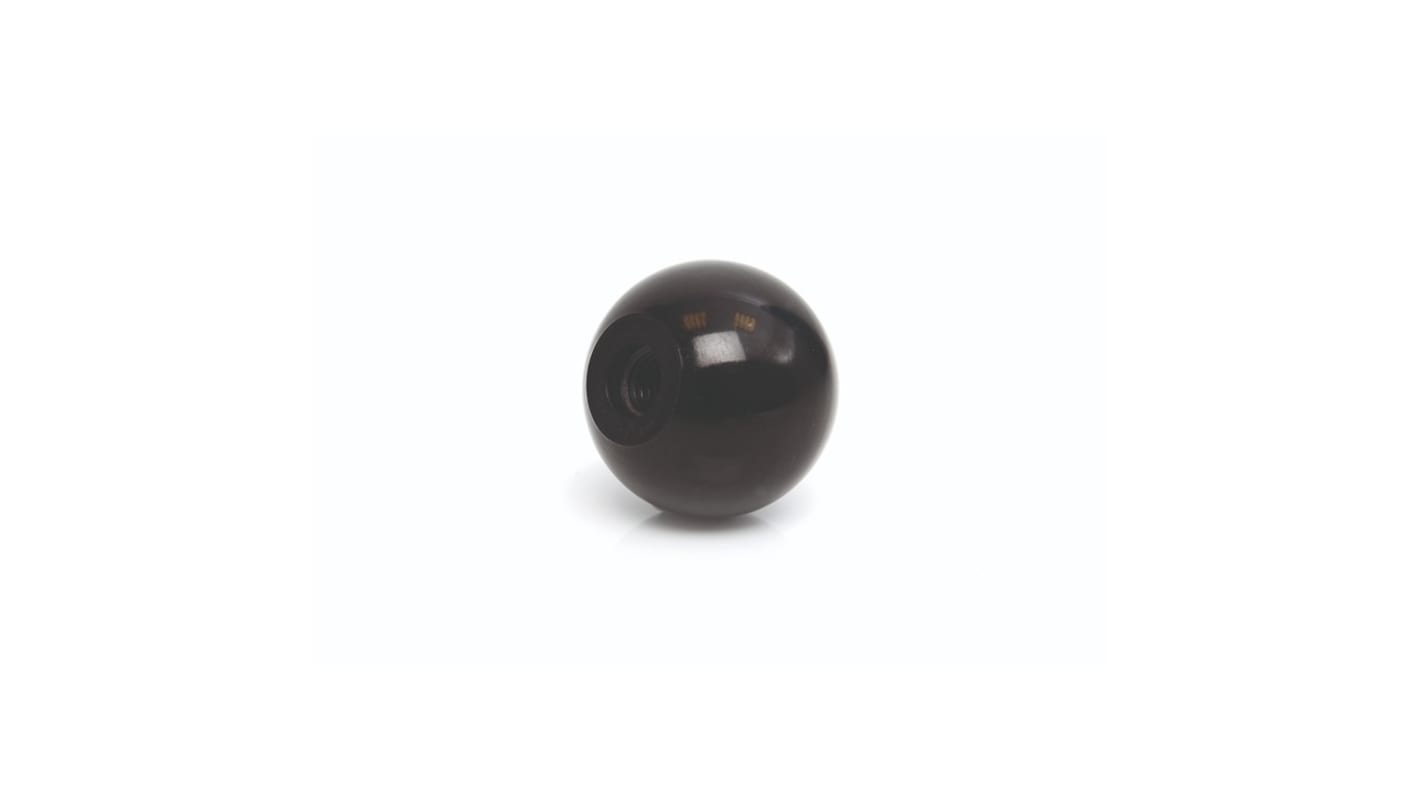 RS PRO Black Duroplast Ball Clamping Knob, M6, Threaded Mount