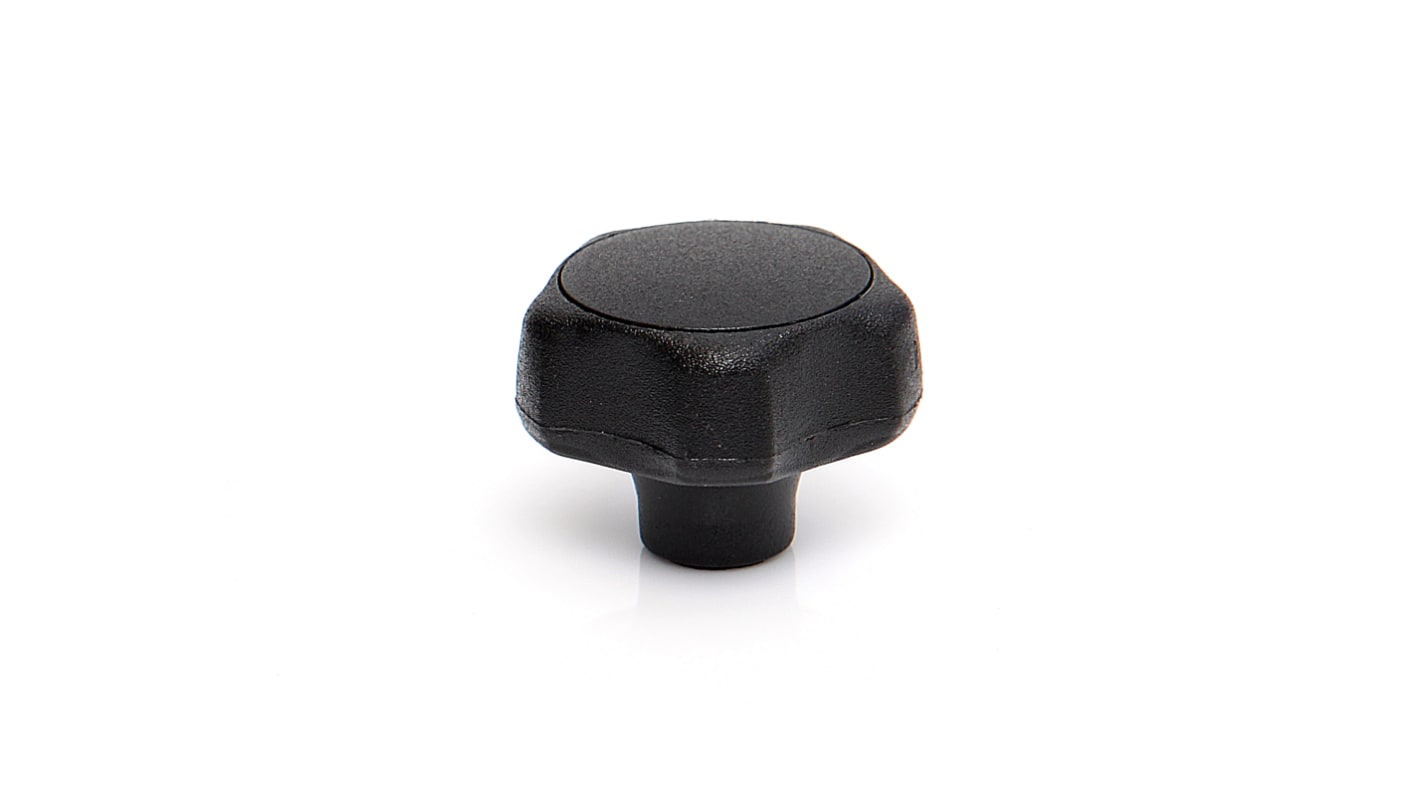 RS PRO Black Thermoplastic Multiple Lobes Clamping Knob, M6, Threaded Mount