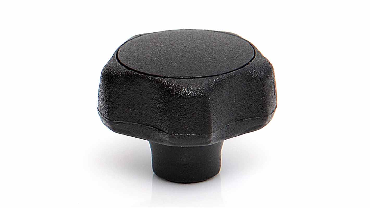 RS PRO Black Thermoplastic Multiple Lobes Clamping Knob, M8, Threaded Mount