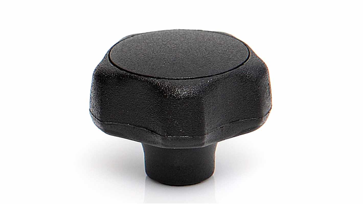 RS PRO Black Thermoplastic Multiple Lobes Clamping Knob, M5, Threaded Mount