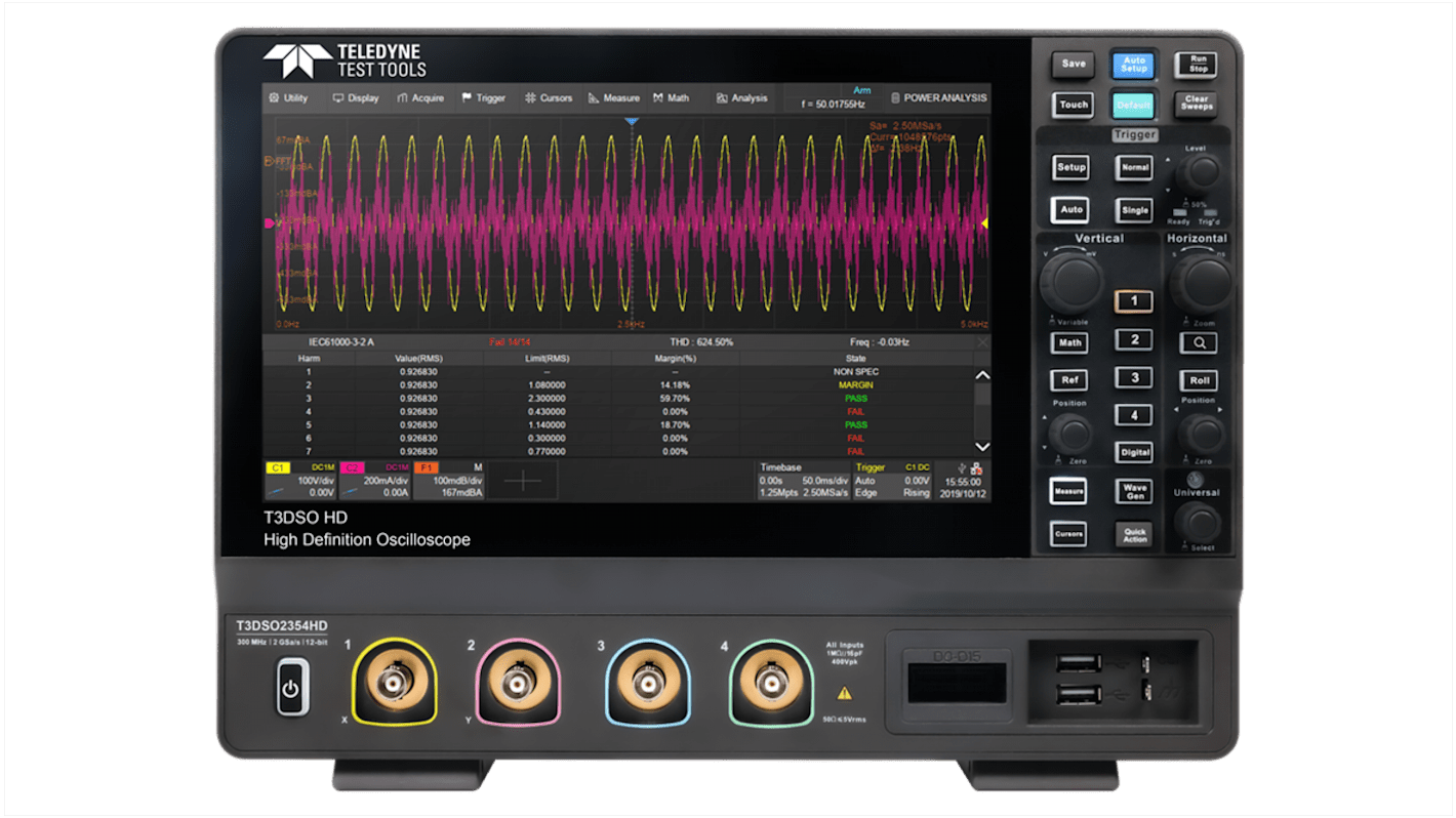 Teledyne LeCroy T3DSO2000HD Series, 350MHz Bench Oscilloscope, 4 Analogue Channels