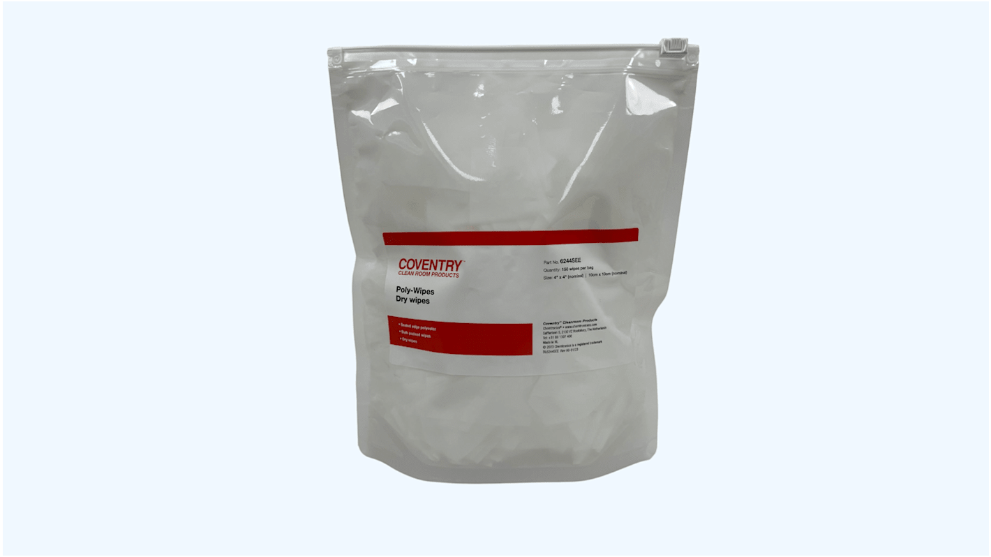 Chemtronics Coventry Poly-Wipes Dry Cleaning Wipes, Bag of 150, 100 x 100mm