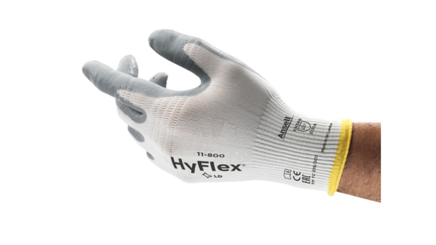 Ansell HyFlex 11-800 Arbeitshandschuhe, Größe 10, Atmungsaktiv, Nylon Weiß