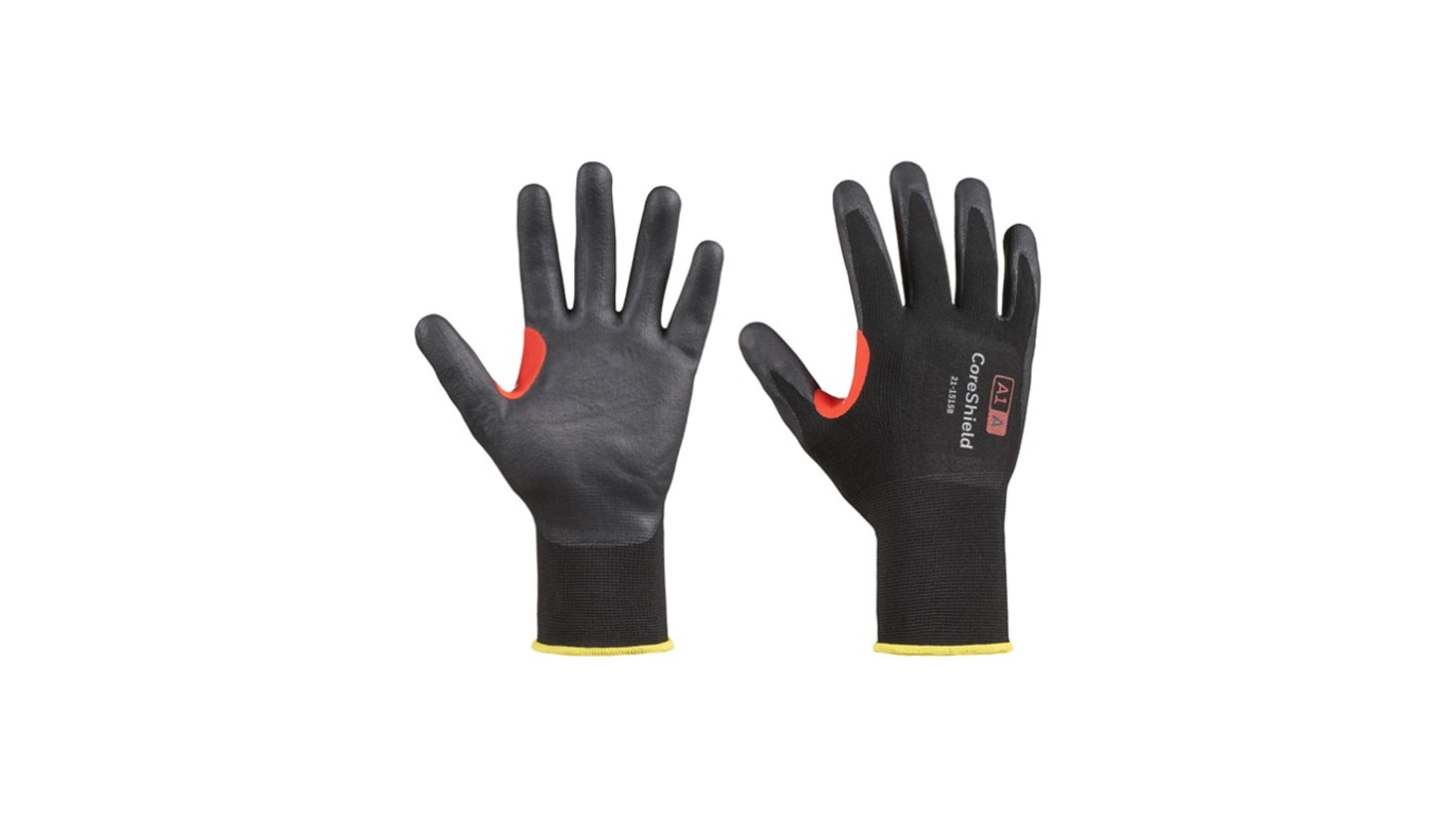 Honeywell Safety Polytril Air Comfort Black Cotton, Lycra, Polyamide Abrasion Resistant Work Gloves, Size 7, Nitrile