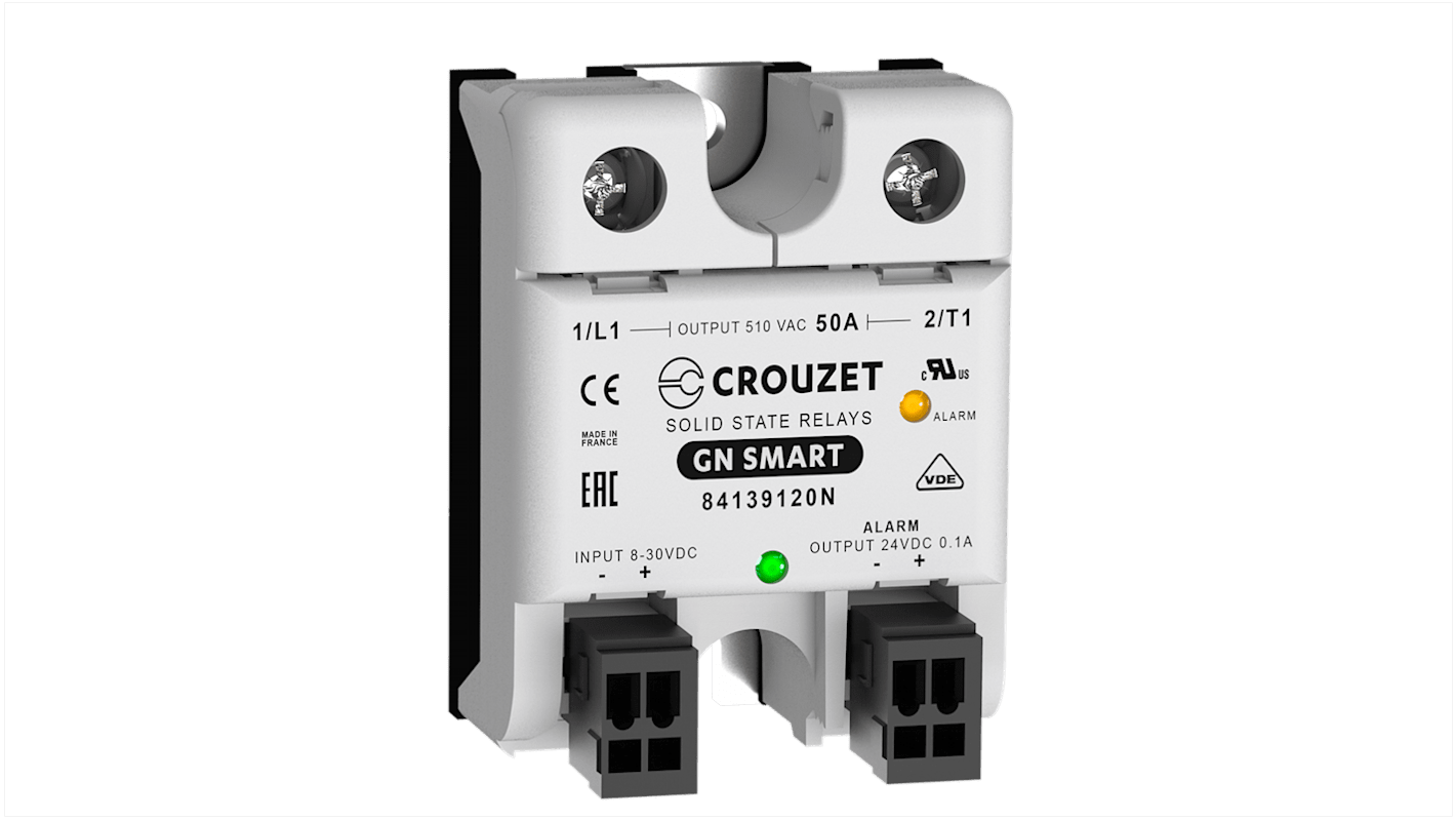 Crouzet GN Series Solid State Relay, 50 A Load, Panel Mount, 510 V ac Load, 30 Vdc Control