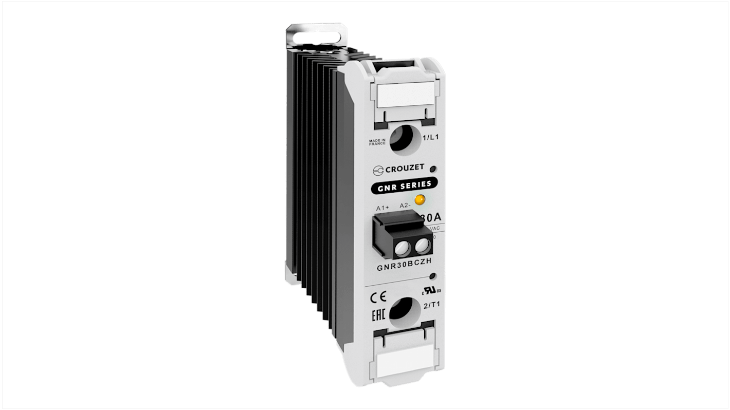 Crouzet GNR Series Solid State Relay, 30 A Load, DIN Rail Mount, 660 V ac Load, 140 V ac Control