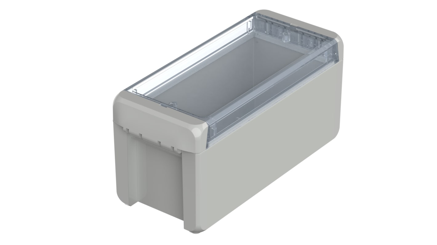 Bopla Bocube Series Light Grey Polycarbonate General Purpose Enclosure, IP66, IK07, Transparent Lid, 191 x 80 x 90mm