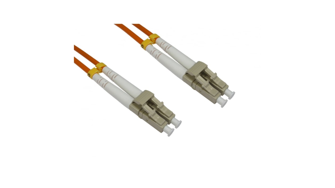 RS PRO LC to LC Duplex Multi Mode OM2 Fibre Optic Cable, 3mm, Orange, 1m