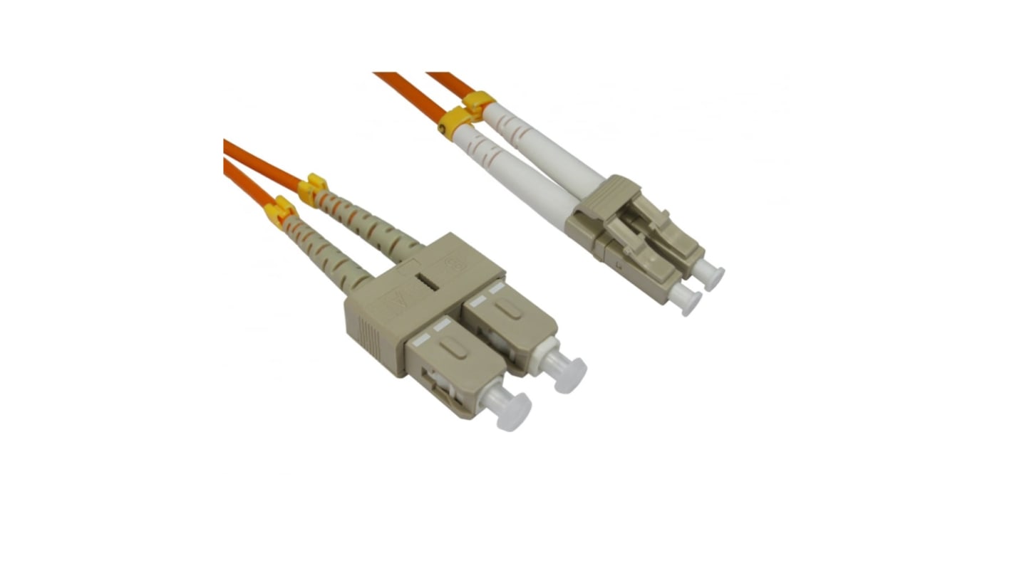 RS PRO LC to SC Duplex Multi Mode OM2 Fibre Optic Cable, 3mm, Orange, 500mm