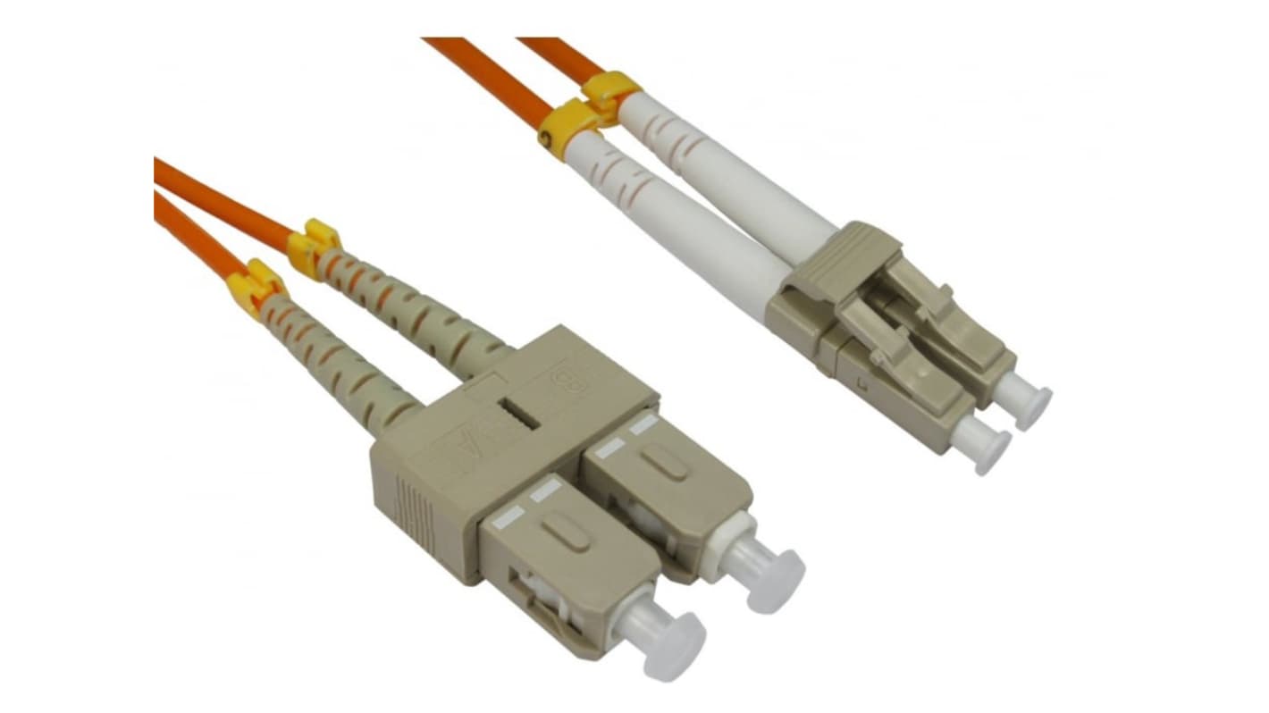 RS PRO LC to SC Duplex Multi Mode OM2 Fibre Optic Cable, 3mm, Orange, 3m