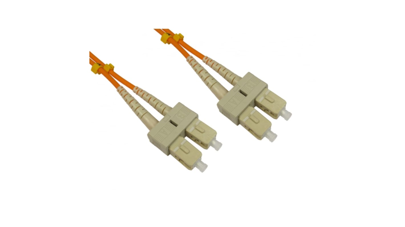 RS PRO SC to SC Duplex Multi Mode OM2 Fibre Optic Cable, 3mm, Orange, 1m