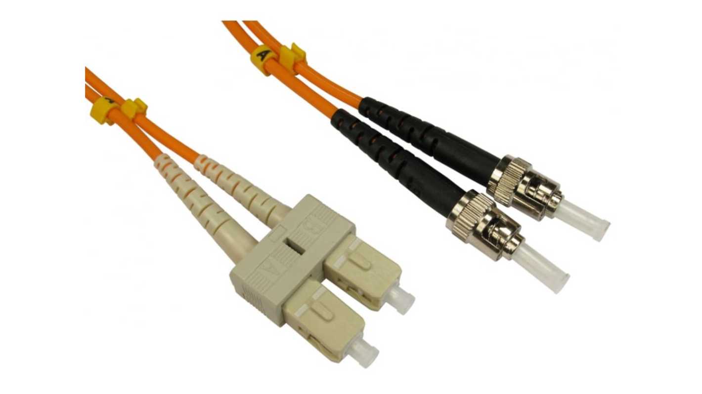 RS PRO ST to SC Duplex Multi Mode OM2 Fibre Optic Cable, 3mm, Orange, 5m