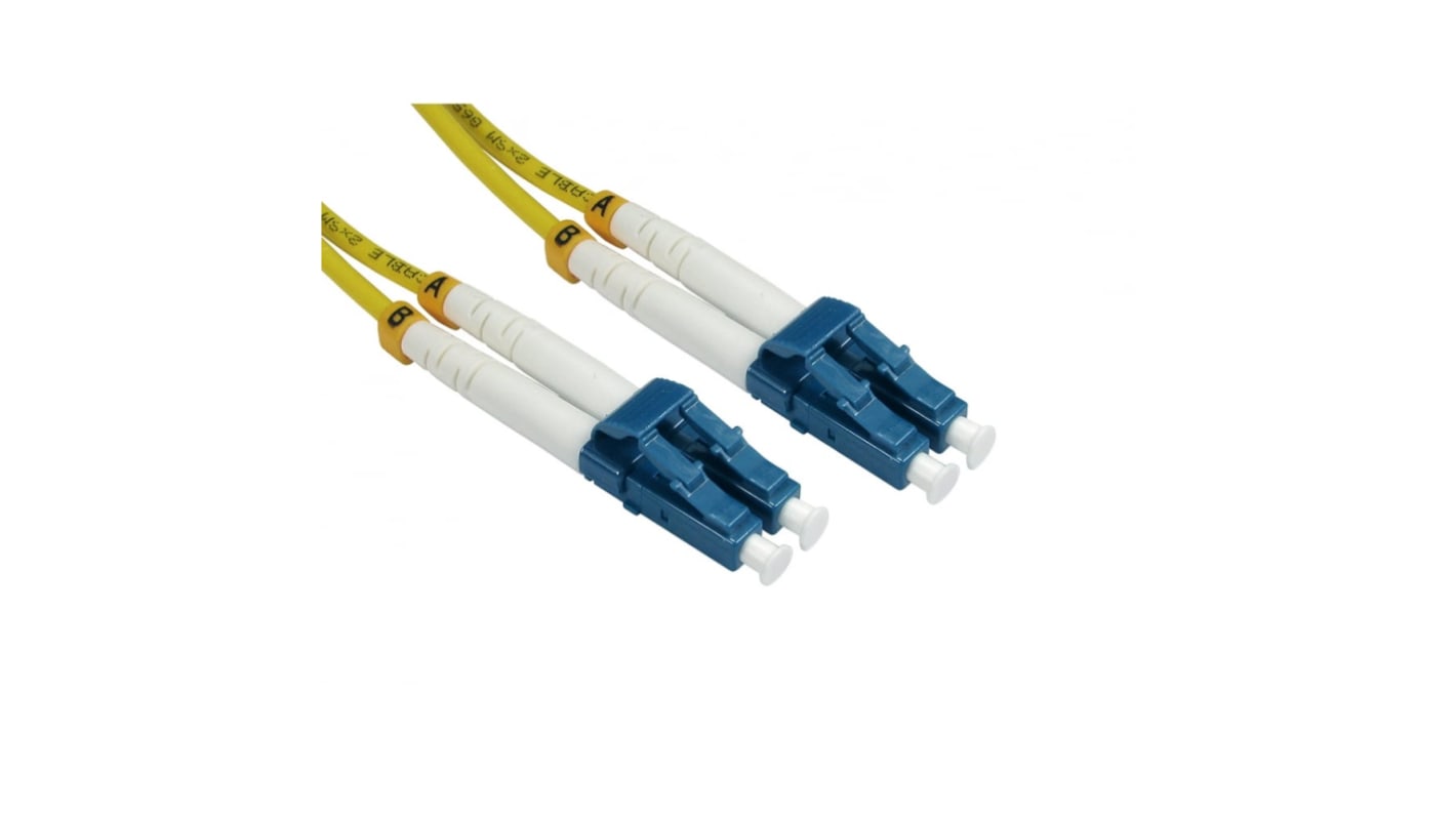 RS PRO LC to LC Duplex Single Mode OS2 Fibre Optic Cable, 3mm, Yellow, 2m