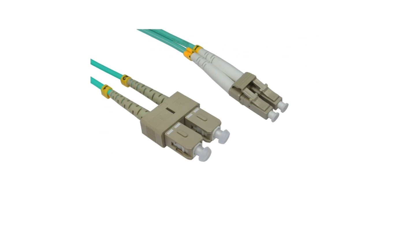 Cable de fibra óptica RS PRO OM3 de 2 núcleos, con A: LC, con B: SC, long. 500mm, funda de , funda libre de halógenos y