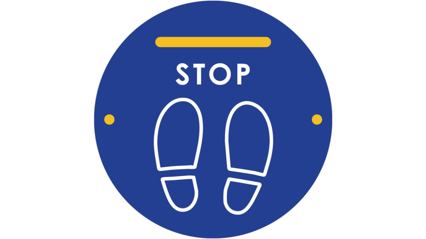 RS PRO PVC Social Distancing Floor Mat Stop Floor Sign, Self-Adhesive 350mm