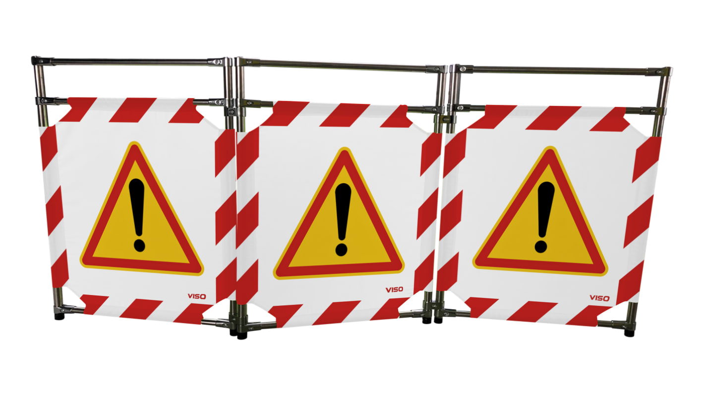 RS PRO Grey, Red, White Polyester, Stainless Steel Safety Barrier