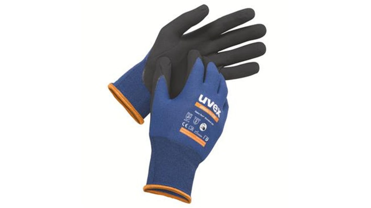 uvex athletic lite ESD Blue Carbon, Elastane, Polyamide Work Gloves, Size 6, NBR Coating
