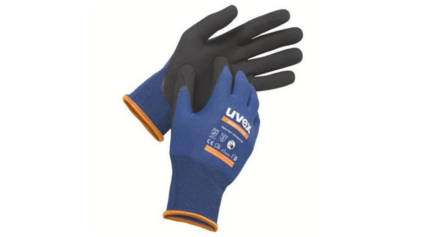 Uvex Athletic Lite ESD Blue Carbon, Elastane, Polyamide Work Gloves, Size 6, NBR Coating