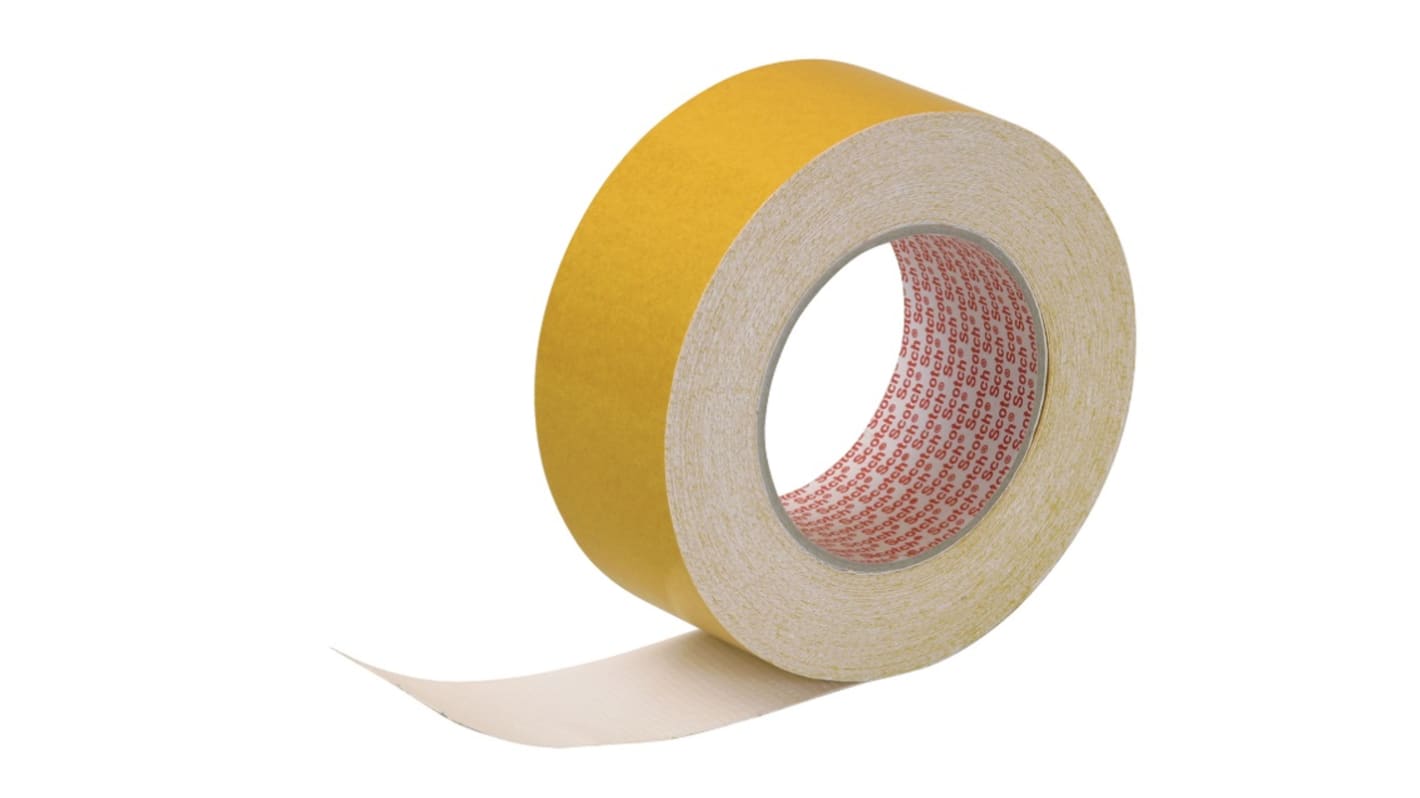 3M 9191 White Double Sided Paper Tape, 0.26mm Thick, Polyethylene Backing, 50mm x 25m