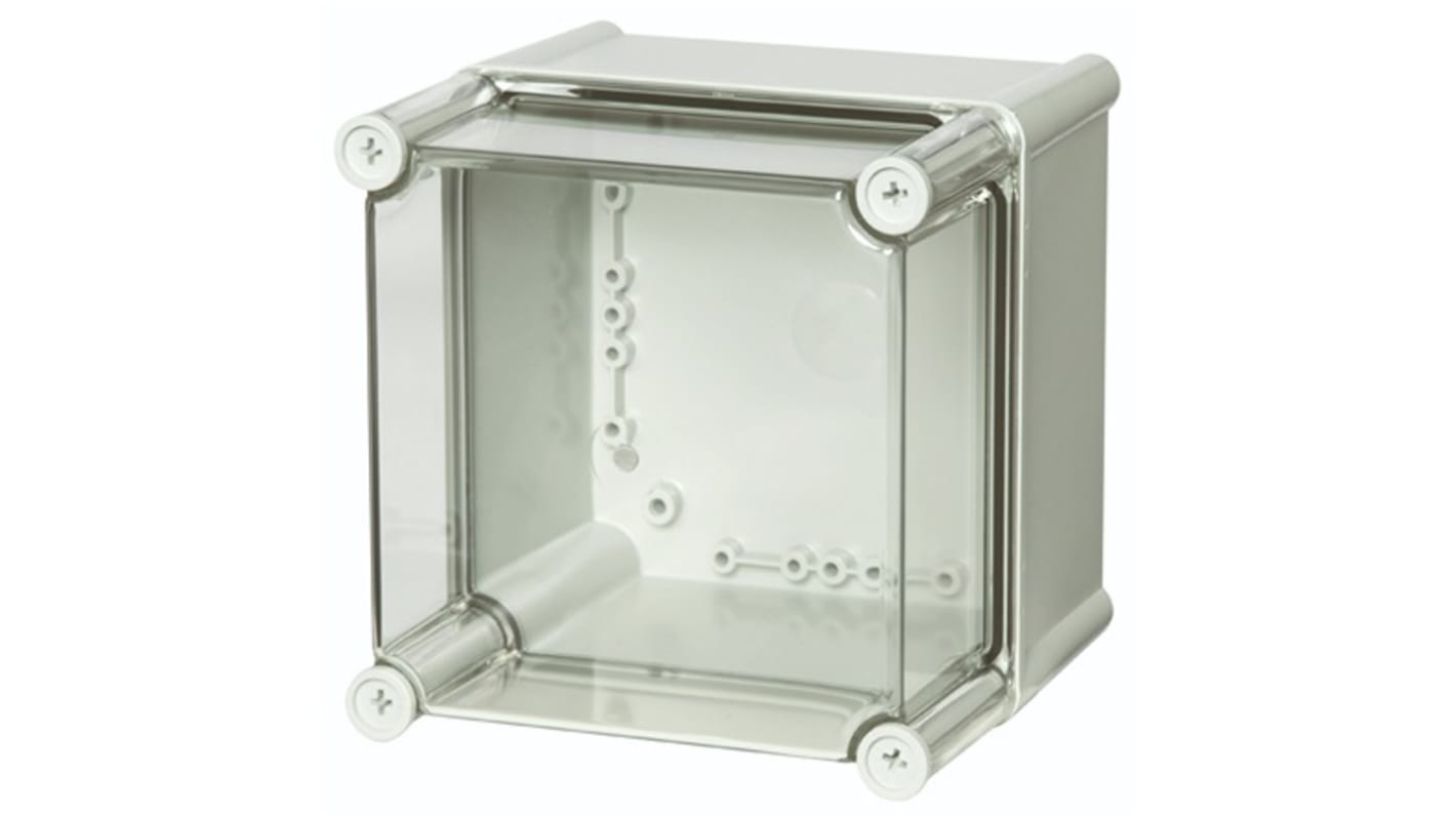 Fibox PC Series Grey Polycarbonate General Purpose Enclosure, IP65, IK08, Transparent Lid, 190 x 190 x 130mm