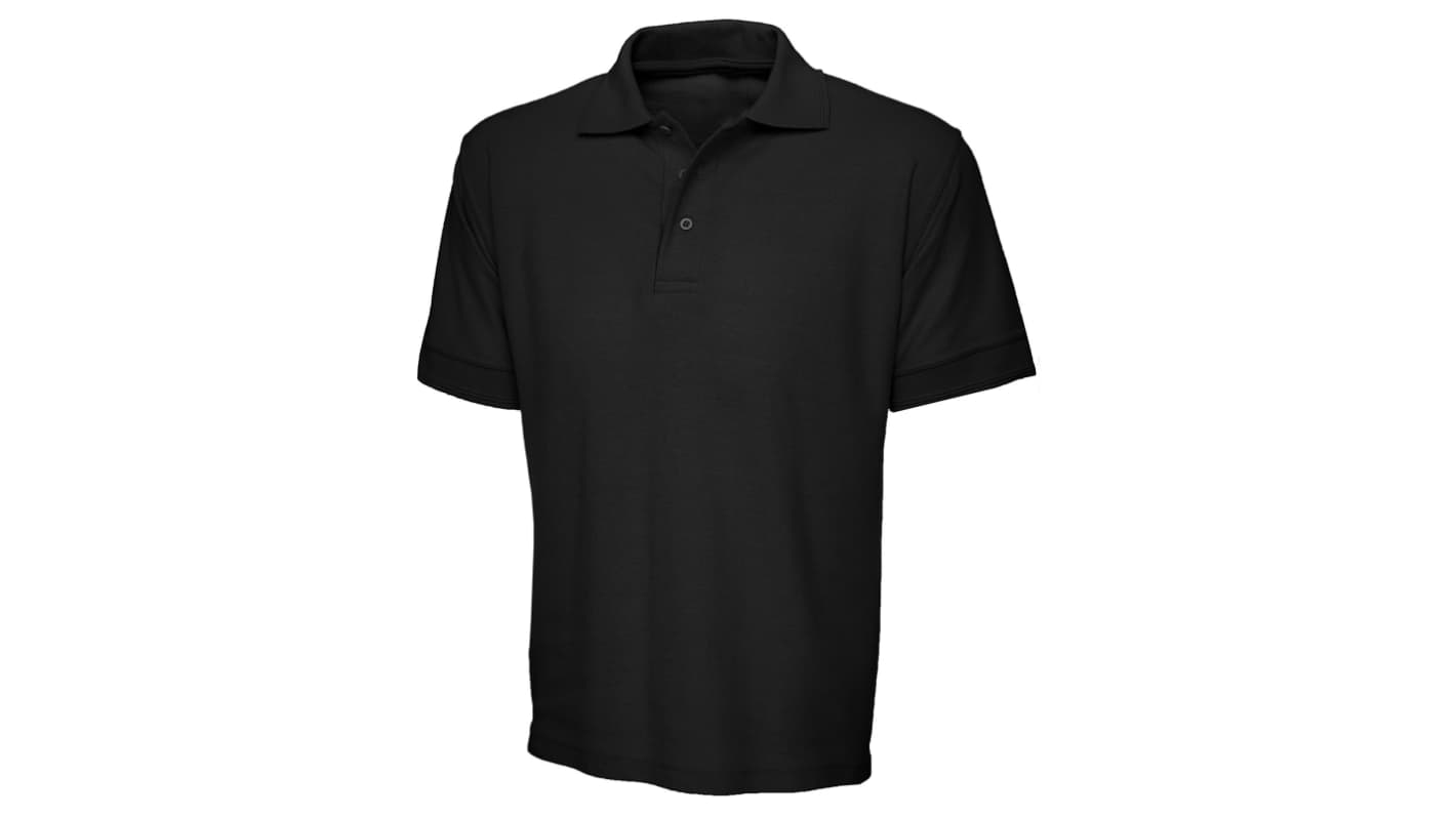 RS PRO Black 50% Cotton, 50% Polyester Polo Shirt, UK- Large