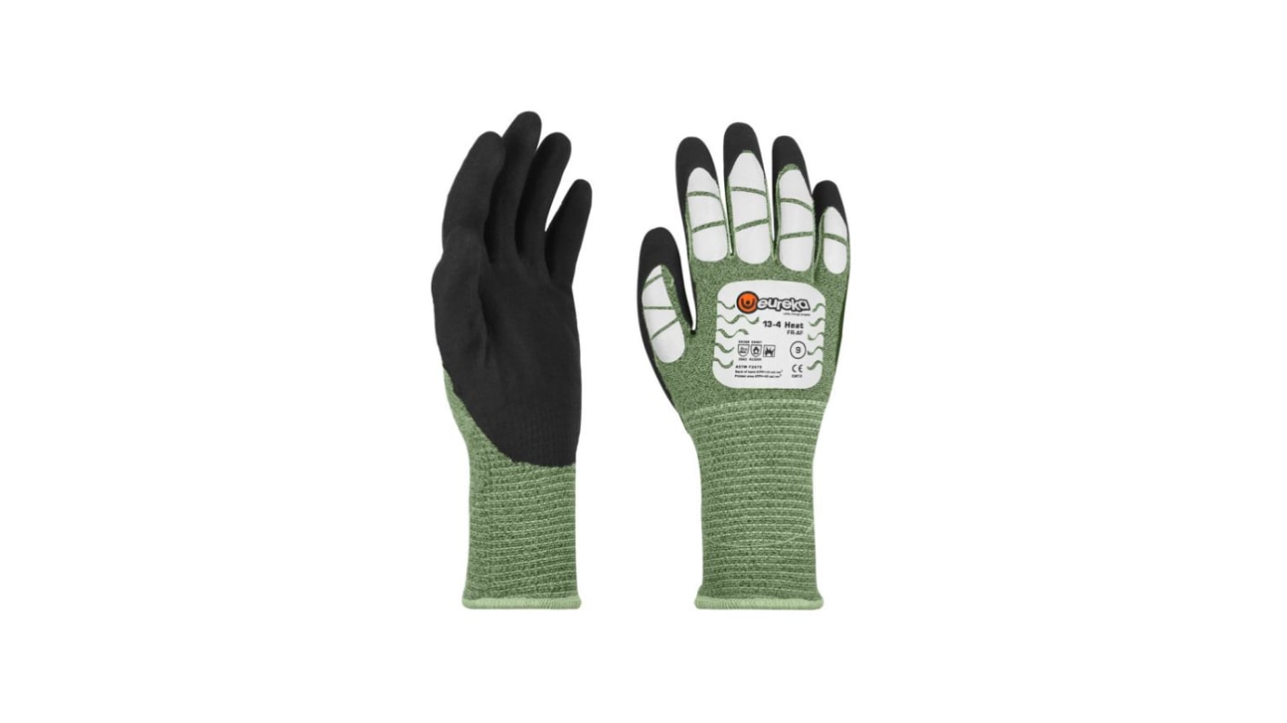 Tranemo RG0004 Black, Green 1% Anti-static, 10% Aramid, 10% Polyamide, 79% FR Viscose Flame Resistant Gloves, Size 11,