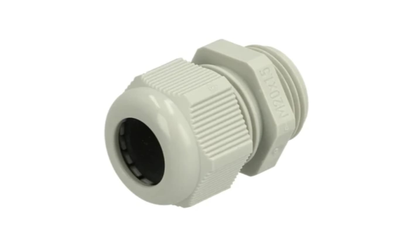 Fibox GPA Series Light Grey Polyamide Cable Gland, M20 Thread, 8mm min., 13mm max., IP68