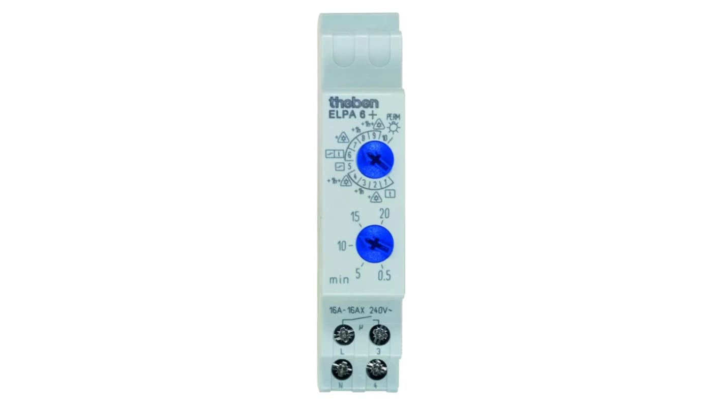 Theben ELPA 6 Series DIN Rail Mount Timer Relay, 230V ac, 0.5 → 20min, SPST