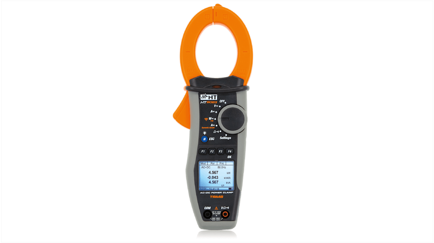 Pinza amperometrica c.a.-c.c. HT Italia HT9023, con misura di potenze, armoniche e collegamento WiFi, Max 1000A ca, Max