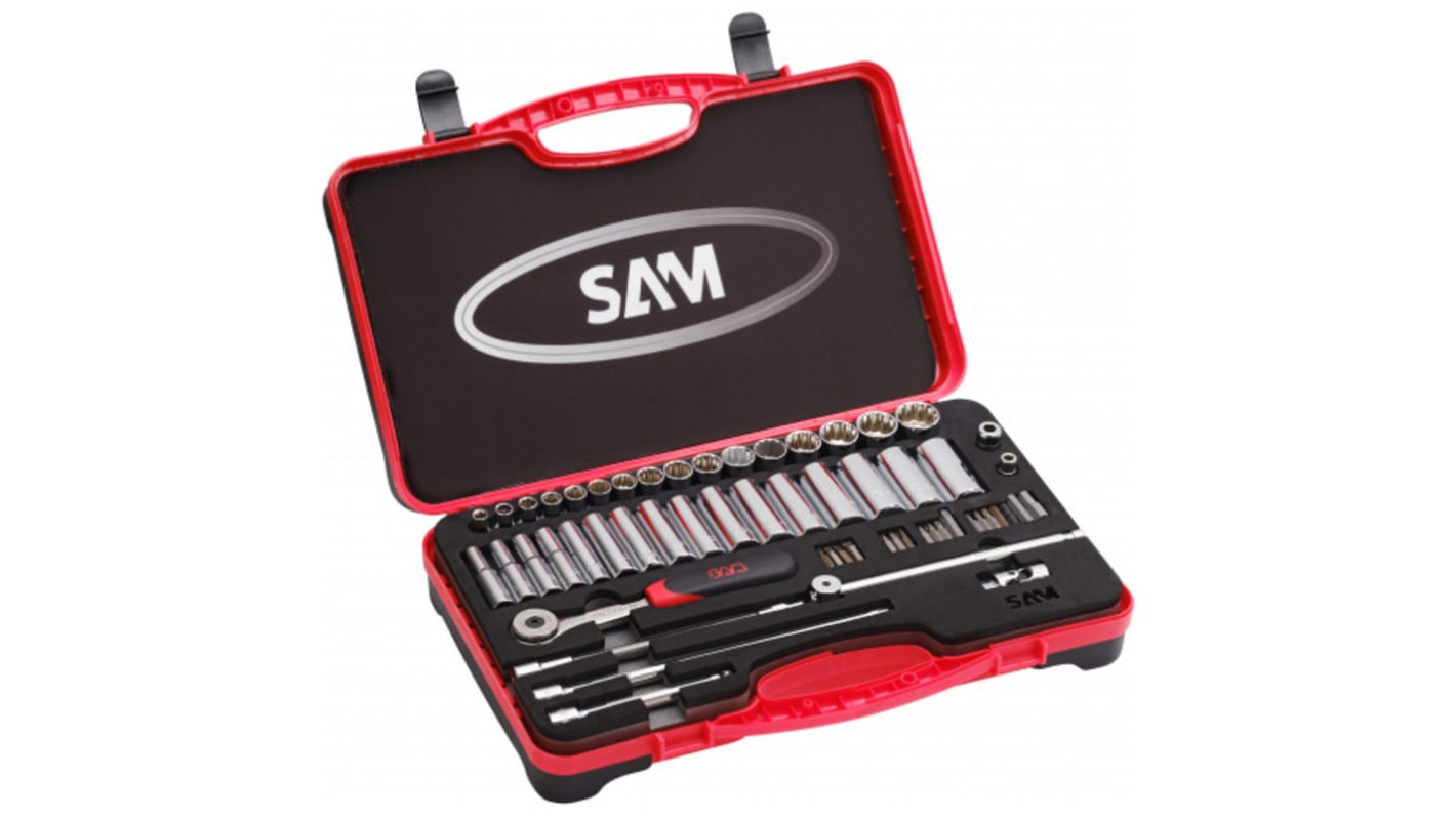 SAM 51-Piece Metric 3/8 in Standard Socket Set with Ratchet