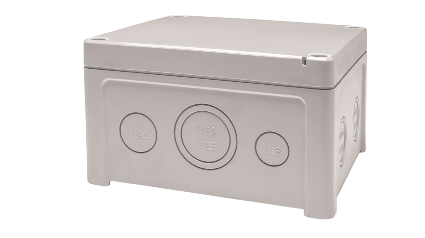 Caja Fibox de ABS Gris, 130 x 130 x 75mm, IP65