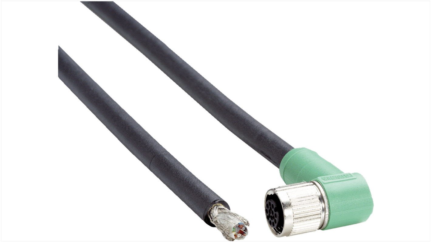 SICK Right Angle Female 12 way M12 to 12 way Connector & Cable, 10m