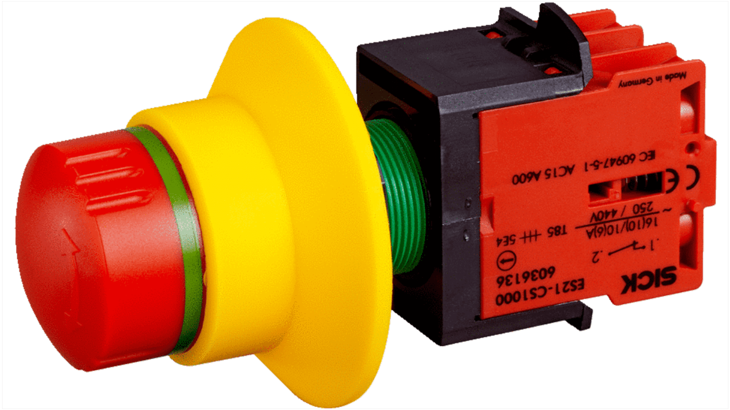 SICK ES21 Series Emergency Stop Push Button, Panel Mount, 2NC, IP65