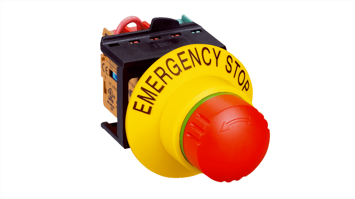 Sick ES21 Series Illuminated Emergency Stop Push Button, Panel Mount, 1NO, 2NC, IP54