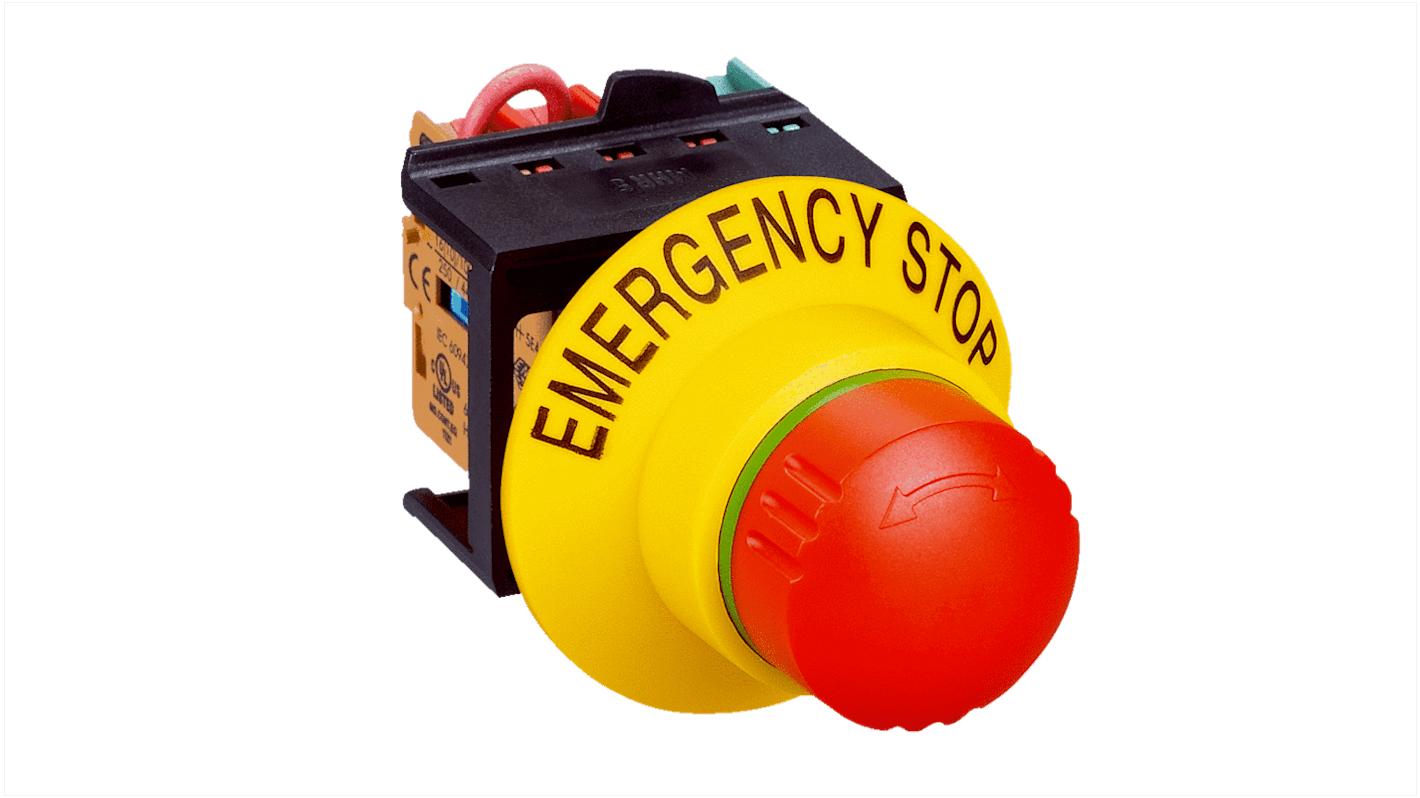 SICK ES21 Series Emergency Stop Push Button, Panel Mount, 1NO, 2NC, IP65