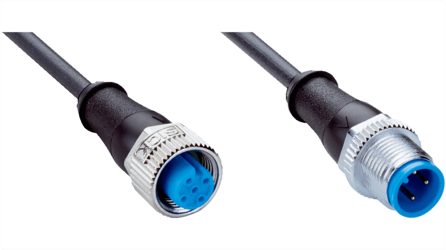 Złącze i kabel ze złączem Złącze M12 liczba rdzeni 3 długość 1m Rodzaj A Żeńskie Złącze B Złącze M12