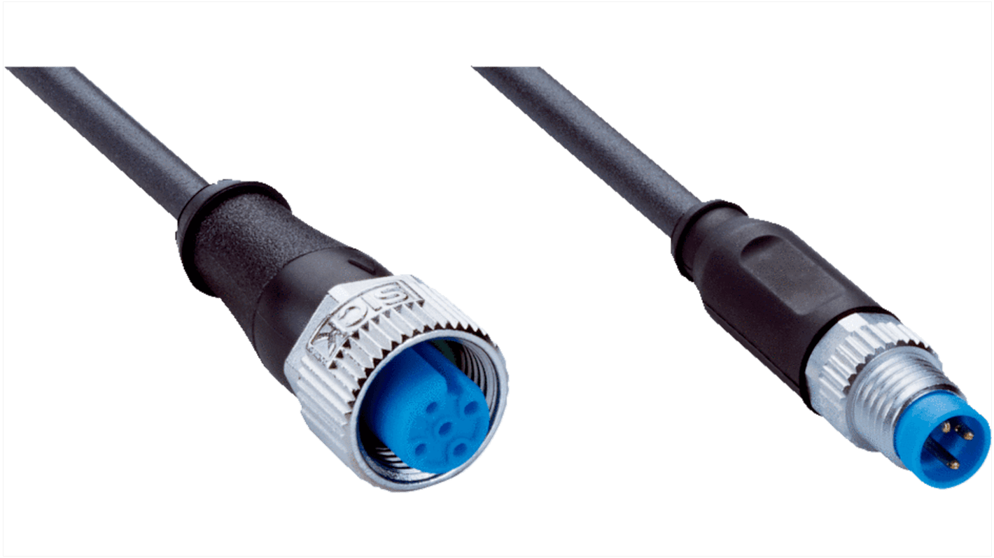 Złącze i kabel ze złączem Złącze M12 liczba rdzeni 3 długość 600mm Rodzaj A Żeńskie Złącze B M8